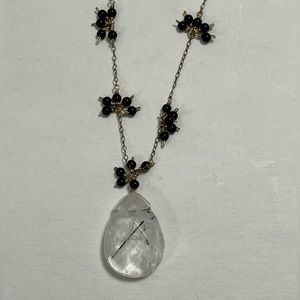 Black spinel & quartz necklace